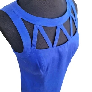 Adrianna Papell Women's Sleeveless Blue Dress sz US 6 Zip Back partialOpen Chest - Picture 1 of 8