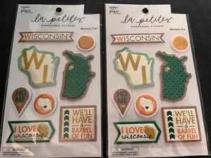 Wisconsin Dimensional Stickers Lot of 2 Sets Scrapbooking Crafts Travel New NIP - Picture 1 of 9