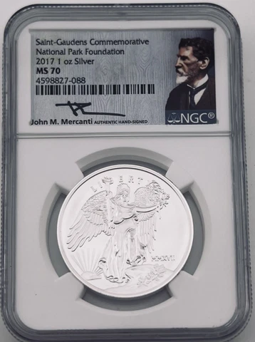 Saint-Gaudens Commemorative National Park Foundation 2017 MS70 Silver Signed NGC Cover