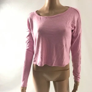 Garage Women’s Juniors Cropped Sweater Size S Pink Longsleeve Lightweight New - Picture 1 of 6