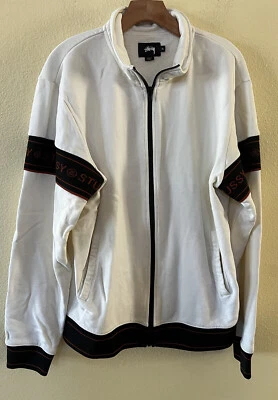 STUSSY Rare Cotton Branded Track Jacket Streetwear Mens Size XL - Изображение 1 из 4