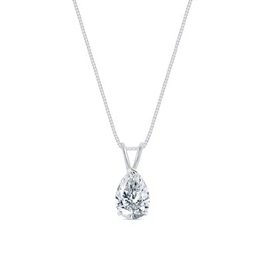 IGI F/VS 3 Ct Pear Cut Lab Created Grown Diamond Pendant Necklace 18K White Gold - Picture 1 of 3