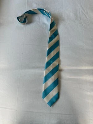 Corbata de cuello moschino a rayas azul y crema de seda para hombre  Foto 1 de 4