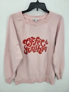 Wildfox Sweatshirt Womens Medium Pink Coffee and Sunshine Graphic Beachy - Picture 1 of 8