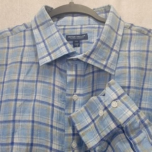NWT Peter Millar Crown Crafted Lenox Sport Shirt XXL 100% Linen Long Sleeve $250 - Picture 1 of 9