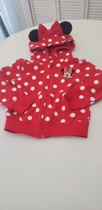 Disney Girl's Minnie Mouse Polka Dot Zip Hoodie Jacket Red Size 4 NWT - Picture 1 of 14
