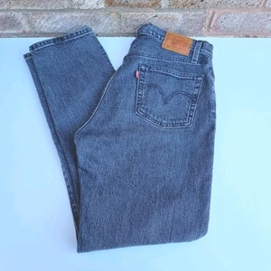 Levi's 501 Straight Leg W29 L30 High Waist Washed Black Classic Jeans Excellent - Picture 1 of 14