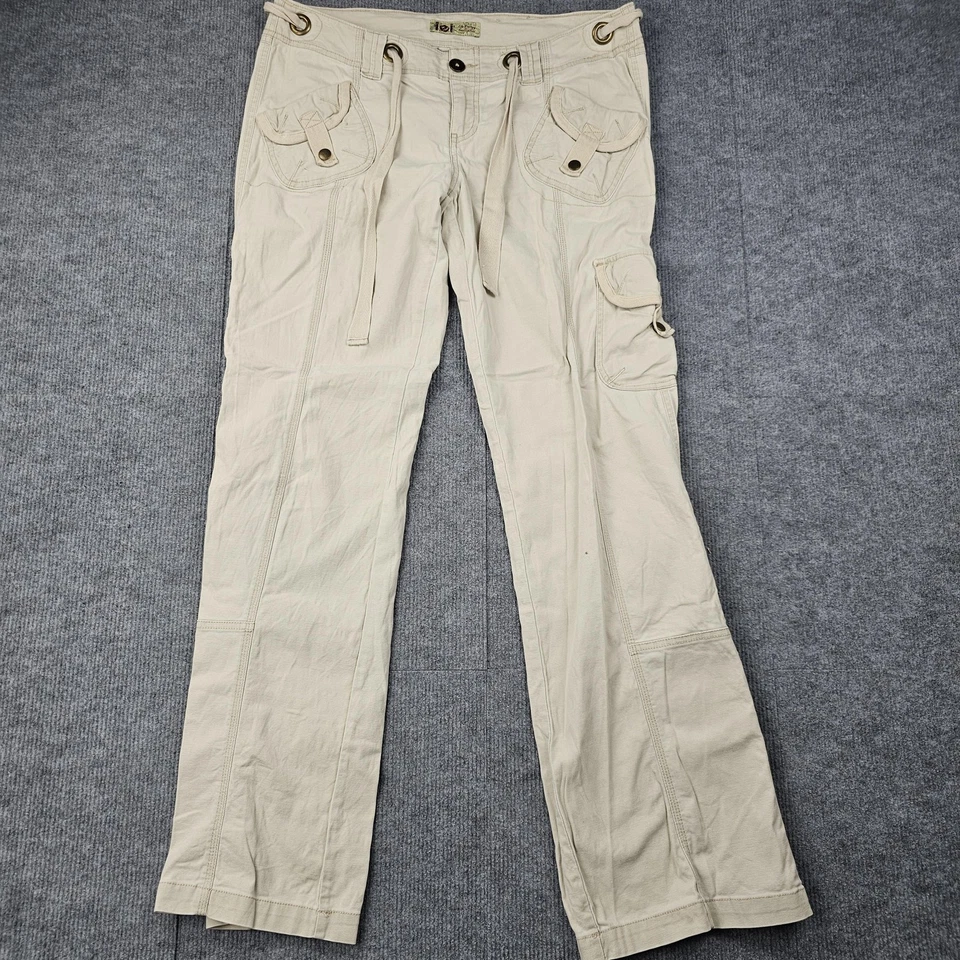 Pantalones cargo LEI vintage para mujer 11 caqui utilitarios tiro bajo Y2K ojal recto Foto 1 de 4