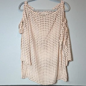 Blusa Loft Outlet Hombro Frío Manga Larga, Crema, Para Mujer Talla Grande - Imagen 1 de 6