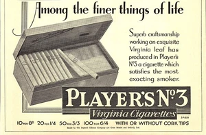 Original 1933 Reklame für SPIELER "Nr.3" Zigaretten Art Deco Ära Tabakdruck Reklame - Bild 1 von 1