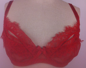 L'Agent By Agent Provocateur Red Ultra Sheer Seductive Underwired Bra Size 34 DD