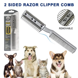 Pet Hair Trimmer Comb 2-Sided Razor Clipper Grooming Cutter Dogs Cats Puppies - Picture 1 of 5