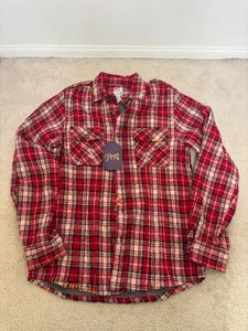 NWT PRPS JAPAN RED TARTAN PLAID BUTTON POCKET SHIRT JACKET SIZE XL - Picture 1 of 13