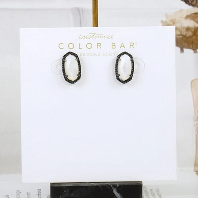 Pendientes Kendra Scott Ellie Marfil Perla Tono Gunmetal Nuevo sin Etiquetas Foto 1 de 4