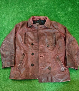 Hein Gericke Chaqueta de Cuero Abrigo Hombre 2XL Burdeos Rojo Cuello Exterior Años 90 Moto - Imagen 1 de 10
