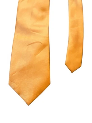 LANVIN Paris France Mens Silk Neck Tie Orange Microcheck Texture - Image 1 of 4