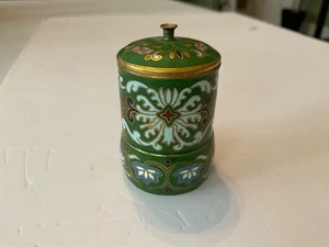 Scatola portagioie rotonda vintage cinese cloisonné ottone smaltato bellissima - Foto 1 di 6