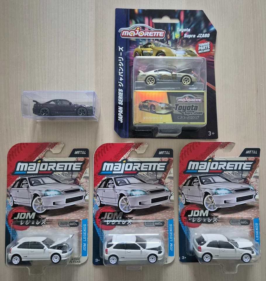 lot voitures majorette chase japonaise nissan skyline, honda civic, toyota supra - Photo 1/3