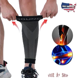 Calf Sleeves Leg Support Compression Socks Running Shin Splint Varicose Vein US - Bild 1 von 7