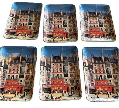 Six Michel Delacroix  Melamine Tip Summer Evening Trays 6x 4” Italy 70’ New - Image 1 of 4