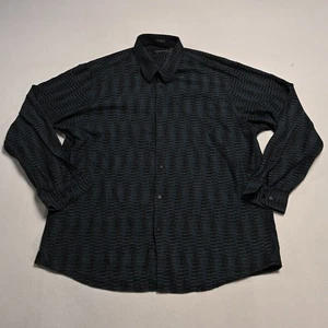 Jhane Barnes Shirt Mens XXL Abstract Fractal Glitch Retro Artsy Woven In Japan - Picture 1 of 7