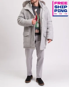 RRP€1398 KIRED Down Knitted Parka Jacket IT56 US46 3XL HANDMADE Cashmere Blend - Picture 1 of 11