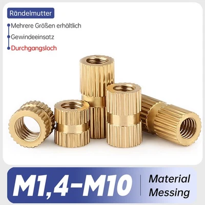 M1,4-M10 Einpressmutter Rändelmutt Messingmutter Insert Knurled Nut Gewindebuchs - Bild 1 von 4