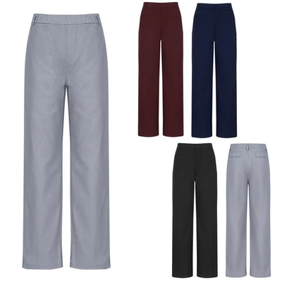 Kids Boys Gentleman Suit Pants Elastic Waistband Pull-On Solid Long Trousers - Image 1 of 3