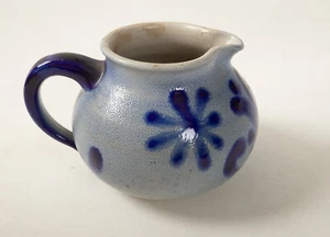 Hohritt Salt Glaze Mini Pitcher (UD4) Creamer (JSF6) German Hand Painted Blue - Picture 1 of 6