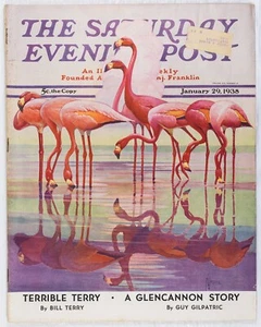 JAN 29 1938 Florida Pink Flamingos SATURDAY EVENING POST FULL MAG M581 - Picture 1 of 16