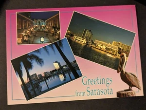 Postkarte Grüße aus Sarasota Florida Skyline Bootfahren - Bild 1 von 2