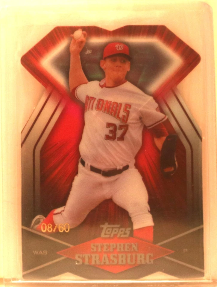 2011 TOPPS DIAMOND DIE CUT BLACK DDC-45 STEPHEN STRASBURG 08/60 WITHOUT COATING - Image 1 of 2