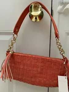 Elliott Lucca Handbag with Tassell, Intreccio III (Woven, Orange, 5"x11") - Picture 1 of 2