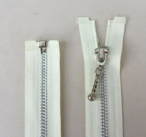 Open End Metal #5 Jacket Zippers 32" Creamy white Separating MJ26#40 - Picture 1 of 1