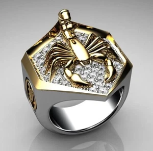 Scorpion Rings Men Punk Jewelry Vintage Fashion Crystal Ring Party , Size10 Mens - Picture 1 of 1