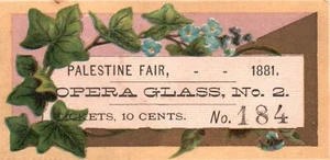 1880s-90s Blue Flower Palestine Fair Opera Glass No. 2 Trade Card - Picture 1 of 2