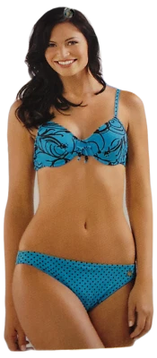 EVA Frauen Bademode Damen Bügel Bikini türkis-schwarz gemustert Cup C Gr. 36-40 - Bild 1 von 4