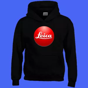 Felpa con cappuccio uomo logo Leica nera taglia S-3XL - Foto 1 di 1