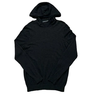 Vince Sweatshirt Mens M Pullover Hoodie Baby Camel Hair Merino Wool Gray Striped - Picture 1 of 5