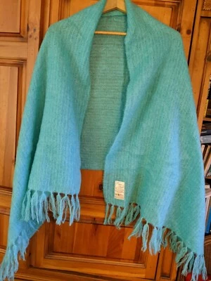 Super Fine 100% Mohair Blend Shawl/ Wrap Green/Blue Made in South Africa New - Image 1 of 4