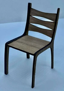 Dollhouse Miniature 1:12 Scale Modern "Bow Tie" Dining/Desk Chair KIT in Walnut - Picture 1 of 2