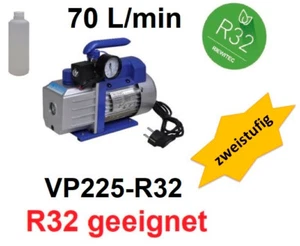 Bomba de vacío de dos etapas, 70 L/min, con manómetro y electroválvula, también para R32 - Imagen 1 de 1