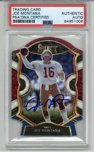 JOE MONTANA FIRMATO AUTO 2021 PANINI SELECT STAMPO CUT WAVE PRIZM #19 49ERS PSA/DNA - Foto 1 di 2