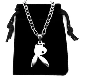 Collar (o pendientes) al revés Playboy conejo cadena acera Figaro Playboi - Imagen 1 de 8