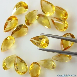 Citrin Birne facettiert lose Edelstein 6x4 mm bis 15x10 mm AA Qualität im Set 5 Stück - Bild 1 von 10