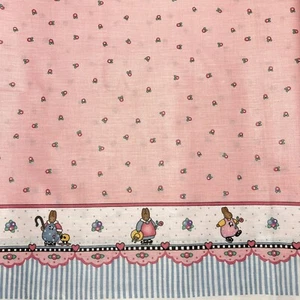 De colección 1991 Daisy Kingdom Diseñado por Nina Pink Honey Bunny Border Tela 2 7/8 Yardas - Imagen 1 de 4