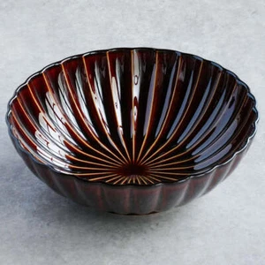 KANEKO KOHYO GIYAMAN Large Hachi Bowl 21cm Brown Mino Yaki Japan - Picture 1 of 9