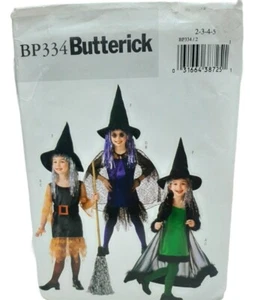 Butterick BP334 Girls Witch Costume Sewing Pattern 2004 Cape Hat Dress - Picture 1 of 6