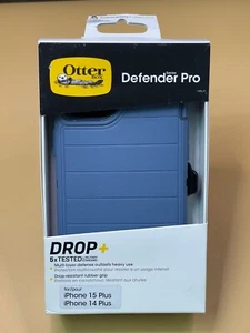 NEW OtterBox Defender Pro Case & Holster for iPhone 14 PLUS and 15 PLUS - BLUE - Picture 1 of 2
