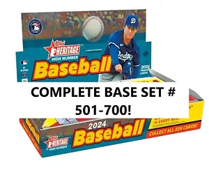 2024 Topps Heritage High Number Komplett Base Karten Set #501-700! Skenes RC - Bild 1 von 1